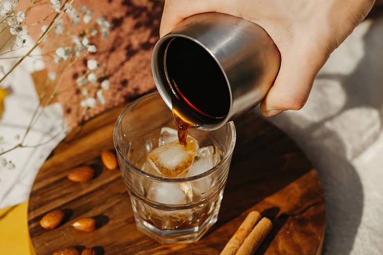 Add hot coffee to ice