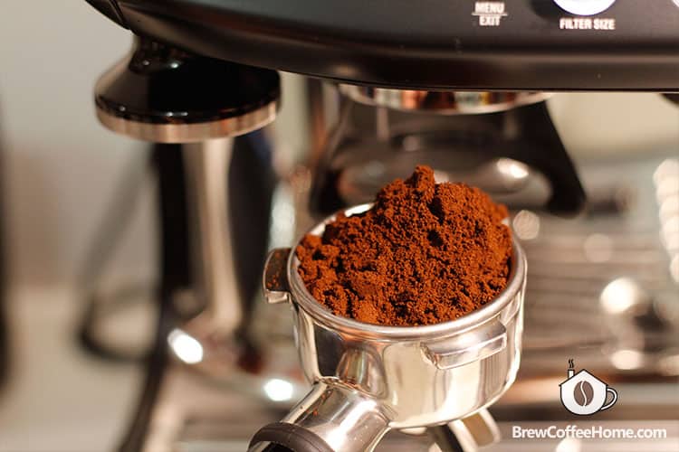 messy coffee grounds in portafilter