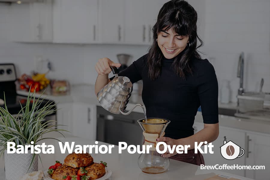 Close up of filter coffee brewing kit and kettle, cafe barista preparing  filter at the counter Stock Photo by benzoix